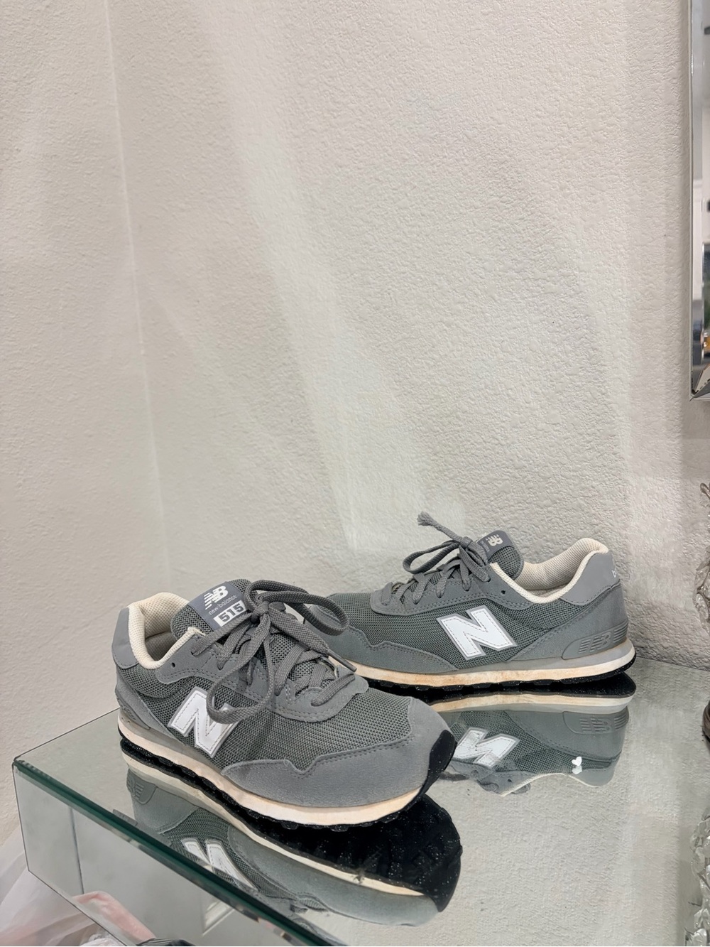 New Balance Gray Mesh & Suede Low-Top Sneakers